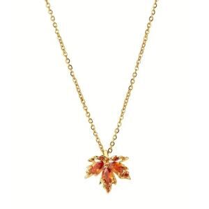 18K Gold Plated Maple Leaf Pendant Necklace Chic Floral Style Fashion Style NEW